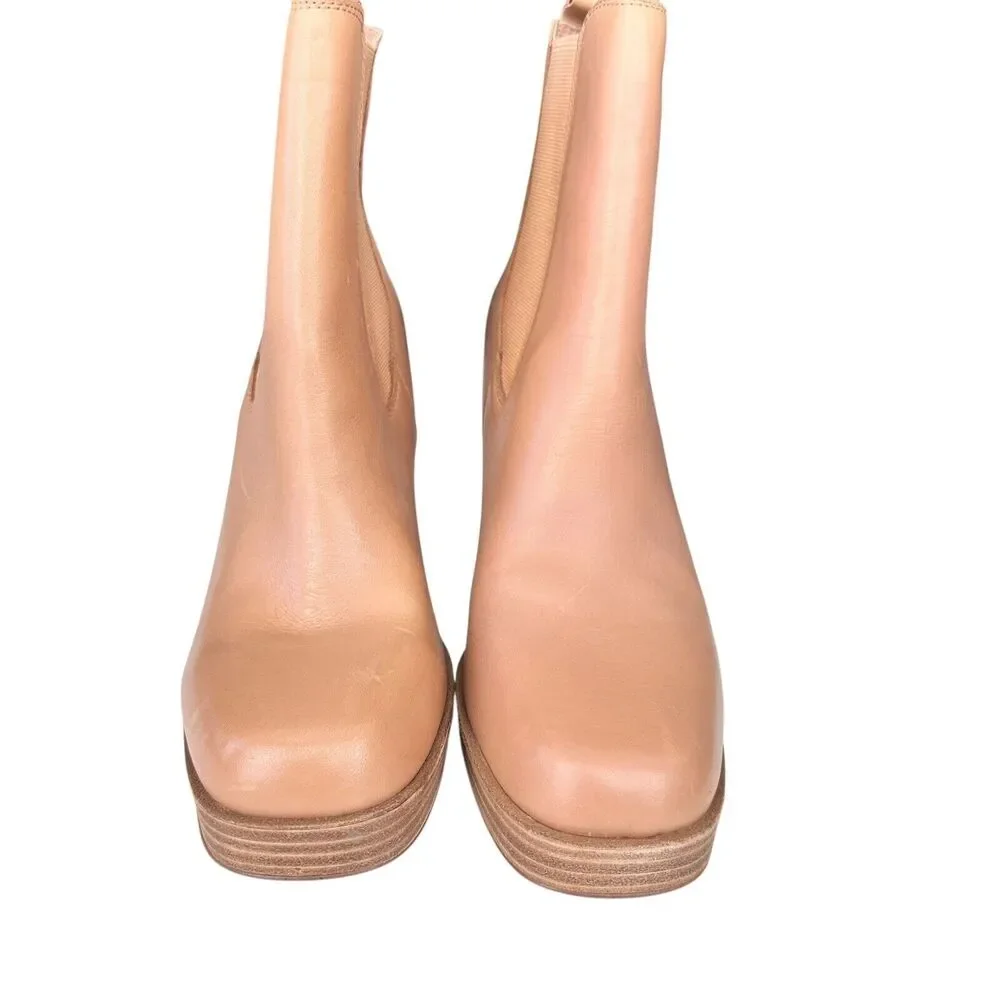 Steve Madden Fantsie Platform Boots 10M Y2K Tan Leather
